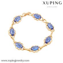 74016 Xuping joyería de moda al por mayor 18k pulsera de oro con circonita azul oscuro